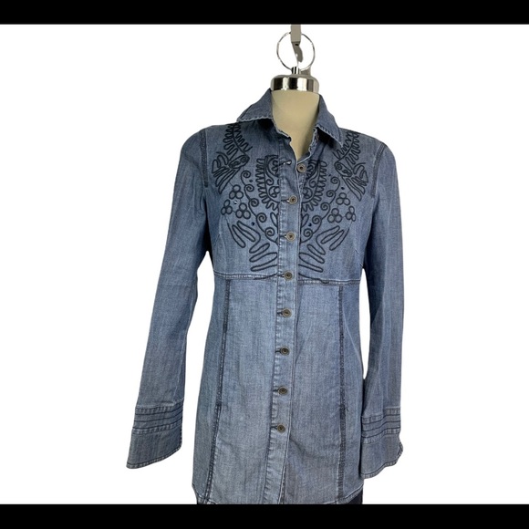 Laura Blue Denim embroidered Jacket Size 8 - Picture 4 of 16